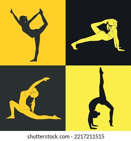 vector illustration with woman yoga poses