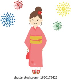 女性 浴衣 のイラスト素材 画像 ベクター画像 Shutterstock