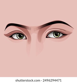 Vector illustration of a woman's beautiful eyes, with green and yellow gradations. Gradient vector Art