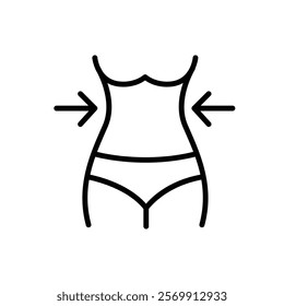 Vector illustration of a woman's body with arrows indicating weight loss or body shaping.