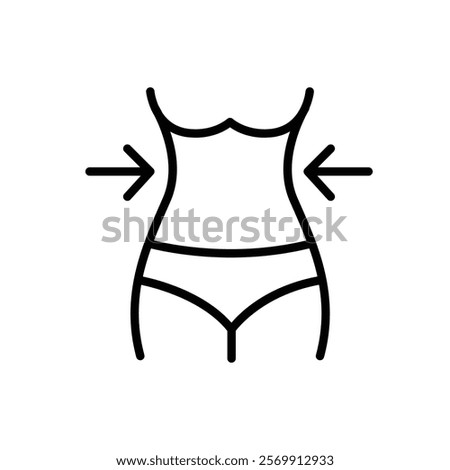 Vector illustration of a woman's body with arrows indicating weight loss or body shaping.