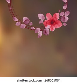 Vector illustration for Woman's Day and different holidays. Cute summer and spring card. Floral pattern with watercolor flowers on the blurred background. 