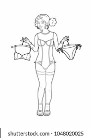 Vector illustration of a woman's drawing with her clothes