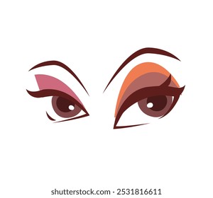 Vector illustration of a woman's eye with a dramatic eyeshadow makeup look. Ideal for fashion magazines, beauty blogs, or as a tattoo design.