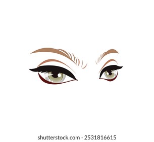 Vector illustration of a woman's eye with a dramatic eyeshadow makeup look. Ideal for fashion magazines, beauty blogs, or as a tattoo design.