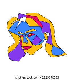 vector illustration of a woman's face, abstract character of spontaneity