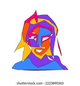 ilustración vectorial del rostro de una mujer, carácter abstracto de espontaneidad