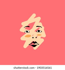 Vector illustration of woman's face. Drawing art can be used as posters, paintings, icons, etc