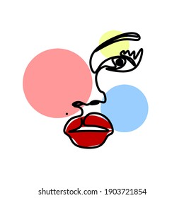 Ilustración vectorial de la cara de la mujer. El arte de dibujo puede utilizarse como afiches, pinturas, iconos, etc.