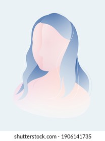 Vector illustration of a woman's face in half-turn, silhouette.