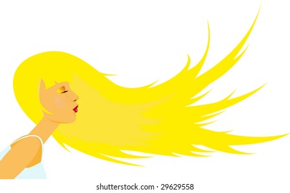 Vector illustration of a woman's face with long blonde hair