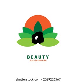 Vector illustration of woman's face in lotus flower, great for logos and beauty icons