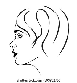 Vector illustration of a woman's face on white background.