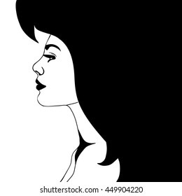 Vector illustration of a woman's face on white background.