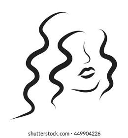 Vector illustration of a woman's face on white background.