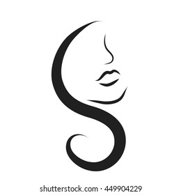 Vector illustration of a woman's face on white background.