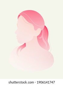 Vector illustration of a woman's face in profile, silhouette.