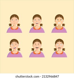 vector illustration of a woman's face with various expressions