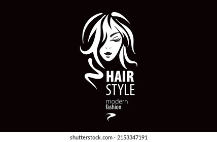 Vector illustration of a womans hairstyle on a black background