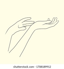 
Vector illustration of woman's hand. Fashion, skincare and wedding concept illustration. Stylish image of hands.