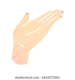 Vector illustration of a woman's hand giving directions. Hand-drawn illustrations in watercolor and pastel.