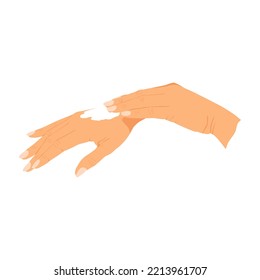 ilustración vectorial de la mano de una mujer manchada con loción corporal