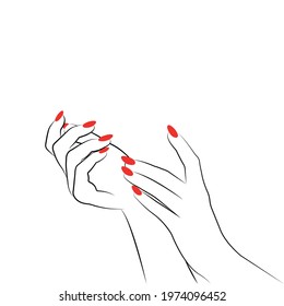 Vector illustration Woman's hands Line art