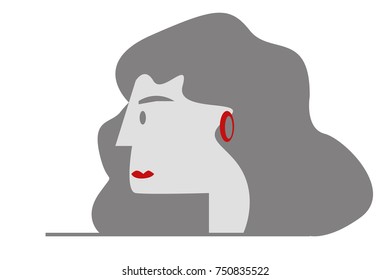 Vector illustration of a woman's head.