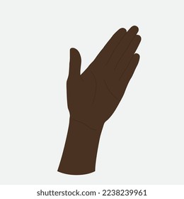 Vector illustration of a woman's palm, dark skin tone
