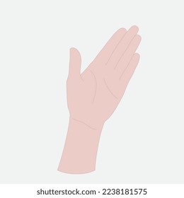 Ilustración vectorial de la palma de una mujer, tono de piel clara