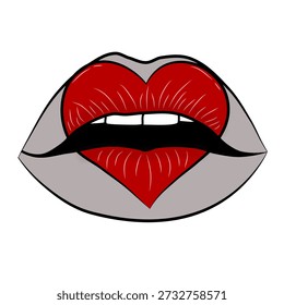 Ilustración vectorial de los labios rojos de una mujer.