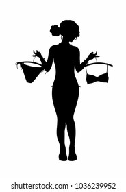 Vector illustration of a woman's shadow with her clothes