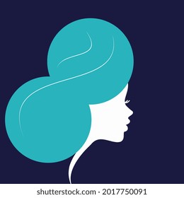 vector illustration of a woman's silhouette with beautiful hair