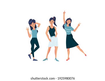 Vector illustration with women different style