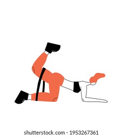 Vector illustration with women doing sport with rubber. Cartoon character