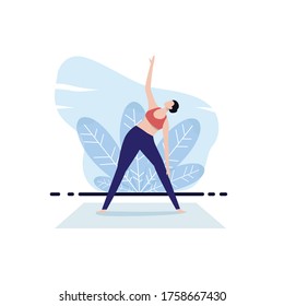 Vector illustration of women doing yoga, in open spaces, good for health, and one with nature. Perfect for landing page designs, and web pages.