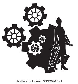 Vector illustration of Women in Engineering positioning