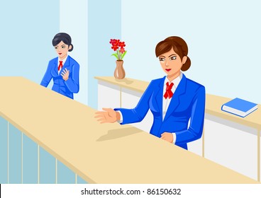 Vector Illustration Women Front Office Uniform Stock Vector (Royalty ...