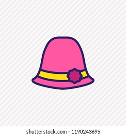 Vector illustration of women hat icon colored line. Beautiful clothes element also can be used as sunstroke icon element.
