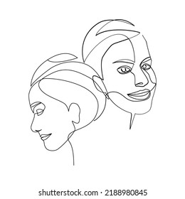 Vector Illustration Women Line Art Style Stock Vector (Royalty Free ...