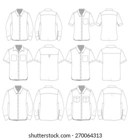 Vector Illustration of Women and Men's Button Down Shirts.