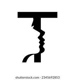 A vector illustration of Women Monogram Logo Vector Illustration Letter T in black background with gold shine effect