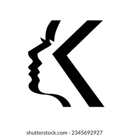 A vector illustration of Women Monogram Logo Vector Illustration Letter K in black background with gold shine effect