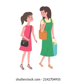 Vector illustration  of women shopping.