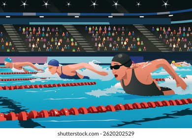 Ilustração vetorial de Women Swimming Competition
