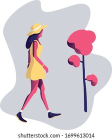 vector illustration women walk casually
