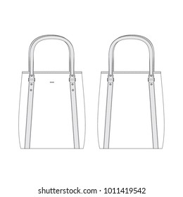 Vector illustration of women's bag. Front and back
