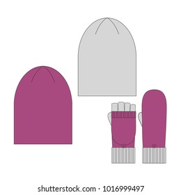 Vector illustration of women's beanie and gloves.