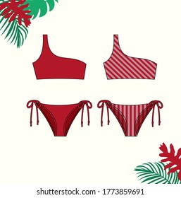 vector illustration of women's bikini,Stylish swimwear design, women beach clothes, Bikini swimsuit for summer, fashion flat sketch template.