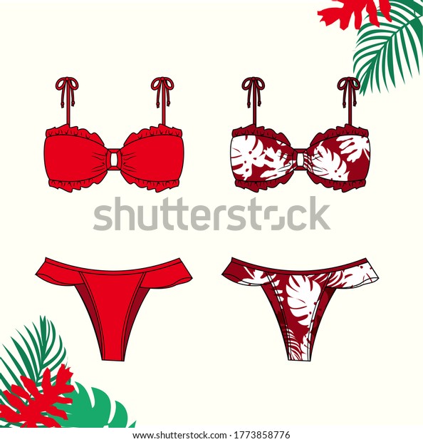 Vector Illustration Womens Bikinistylish Swimwear Design Stock Vector